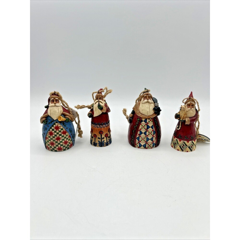 VTG 2002 Jim Shore Heartwood Creek 107461 Small Santa Hanging Ornaments Set of 4